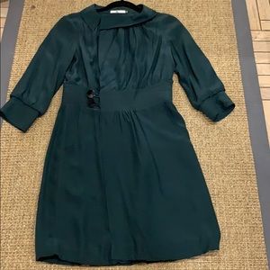 Mike & Chris Olive Silk Side Button Dress - Size M